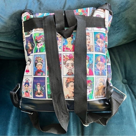 FRIDA KAHLO CARICATURE PORTRAIT LARGE BACKPACK NWOT - Picture 6 of 6